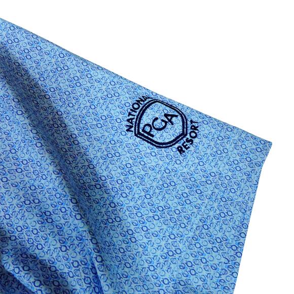 Peter Millar Crown Crafted Blue Geometric PGA National Polo Performance Shirt XL - Picture 5 of 7
